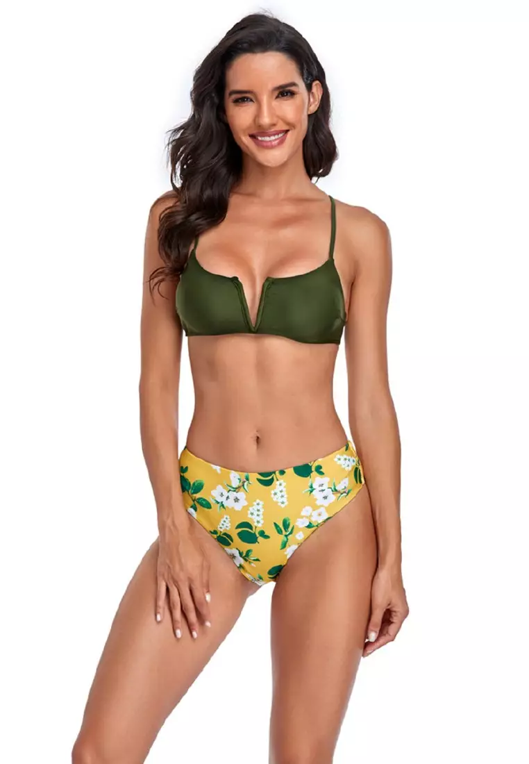 Green Swimsuit, Plain, Beachwear for Women