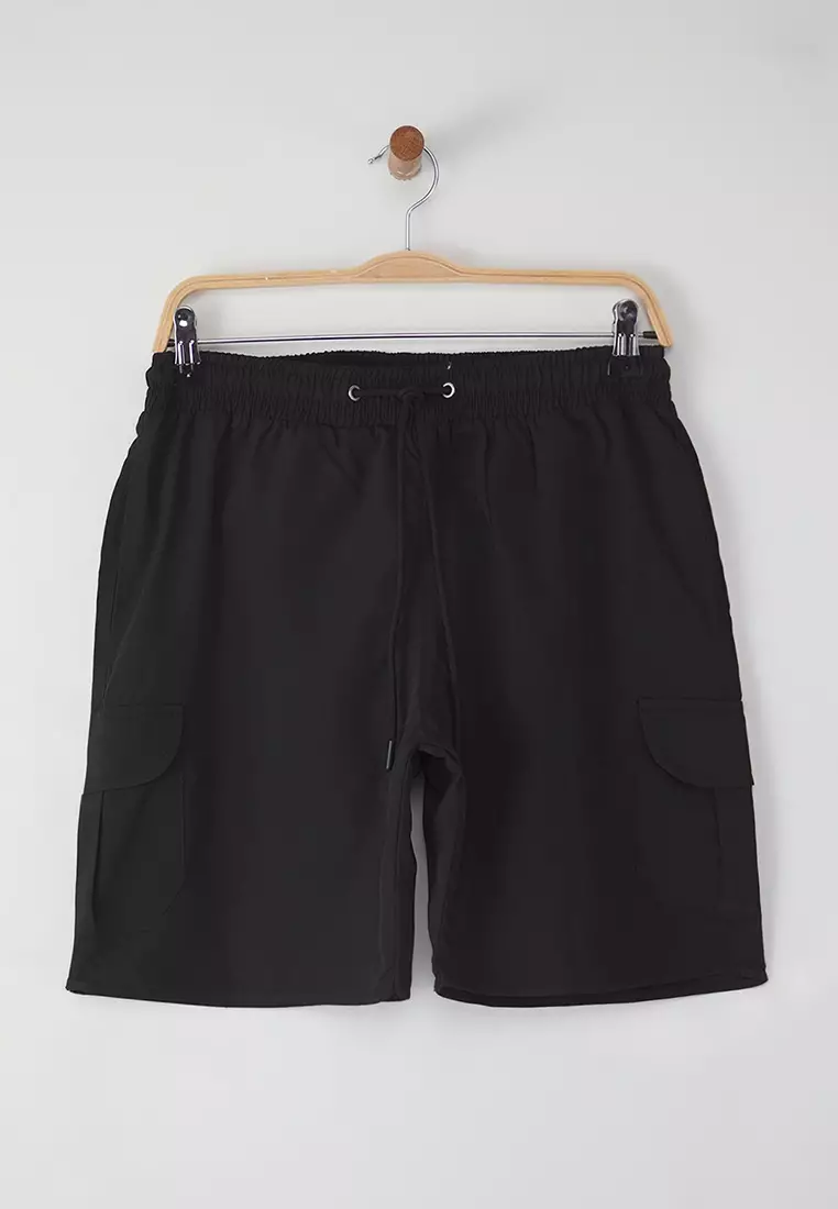 Black Cargo Pocket Standard Size Swimsuit Swim Shorts TMNSS22DS0028