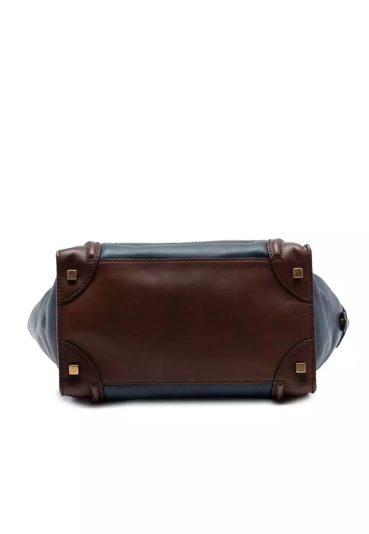 Pre-Loved Celine Mini Tricolor Leather Luggage Tote