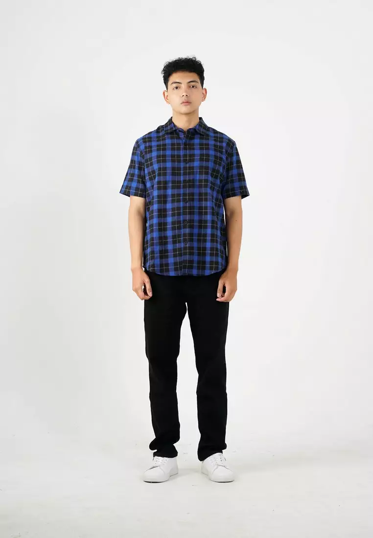 Greenlight Men's Flannel Plaid Shirt Short Sleeve Regular Fit Creo OL-C040225