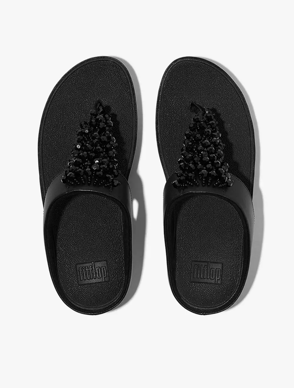 Fitflop Rumba Iridescent Beaded Toe-Post Sandals - All Black