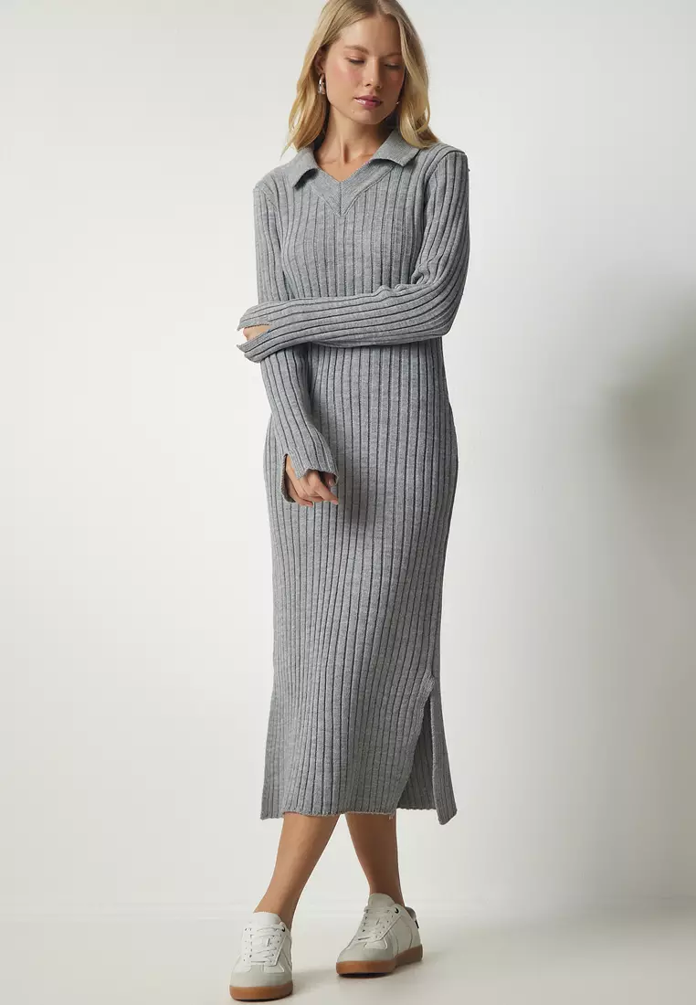 Slit Knit Midi Dress