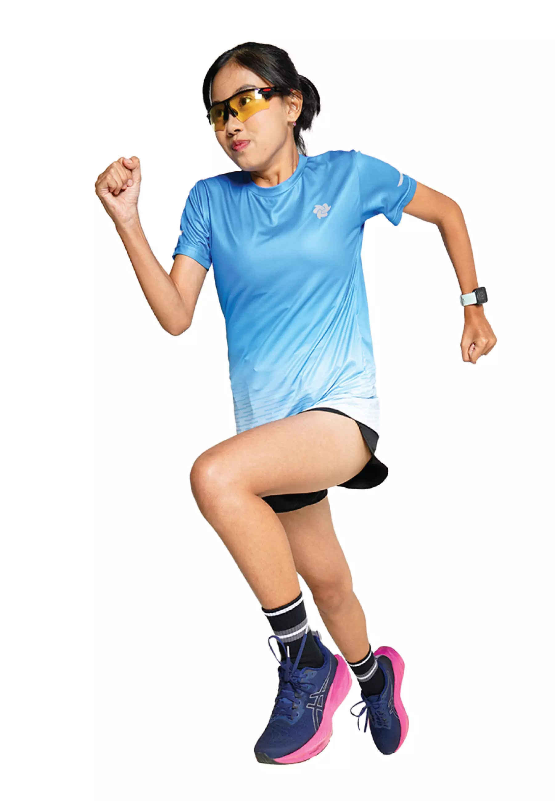 Tiento Baju Lari Ringan Jersey Running Anti UV Wanita Dry Fit Lengan Pendek Airlite Milkyblue