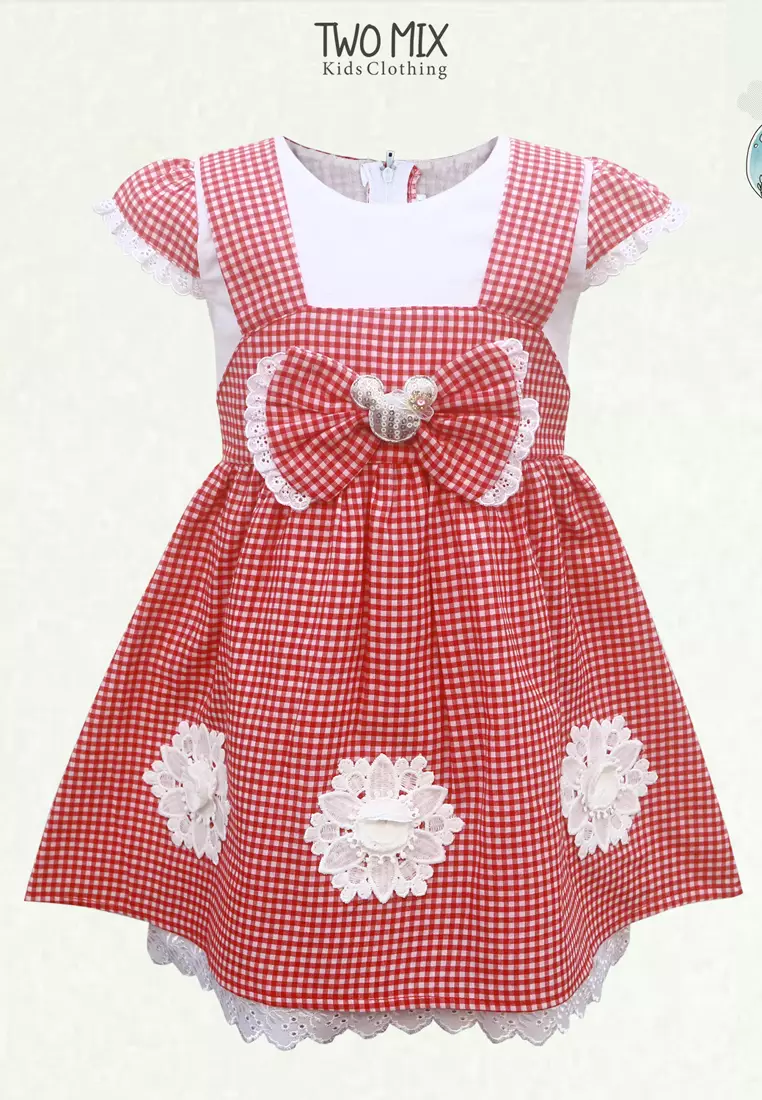Two Mix - Baju Dress Anak Cewek Fashion 1-8 Tahun Y883 Merah