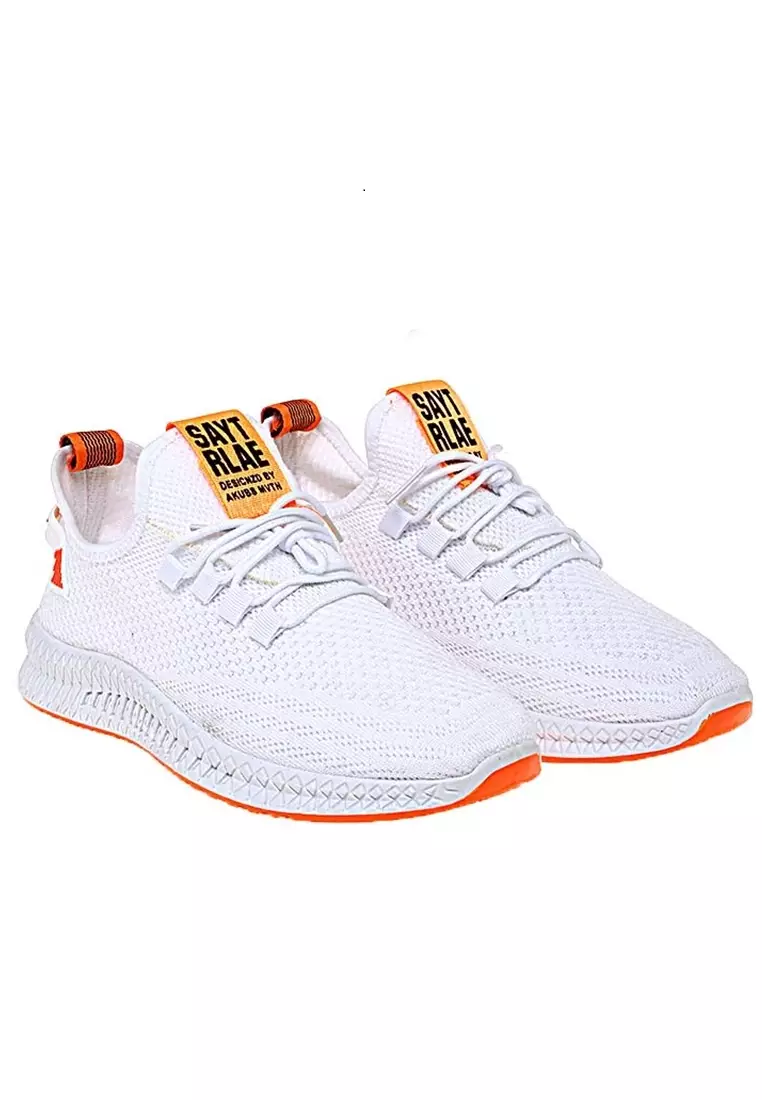 Chayton Sepatu Olahraga Pria Sneakers Motif Garis Casual Sport Shoes Material Flyknit Mesh ORIGINAL - White