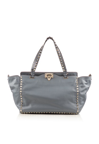 Valentino grey Preloved Stone Grey Rockstud Leather Tote AC9D1AC95858CDGS_1