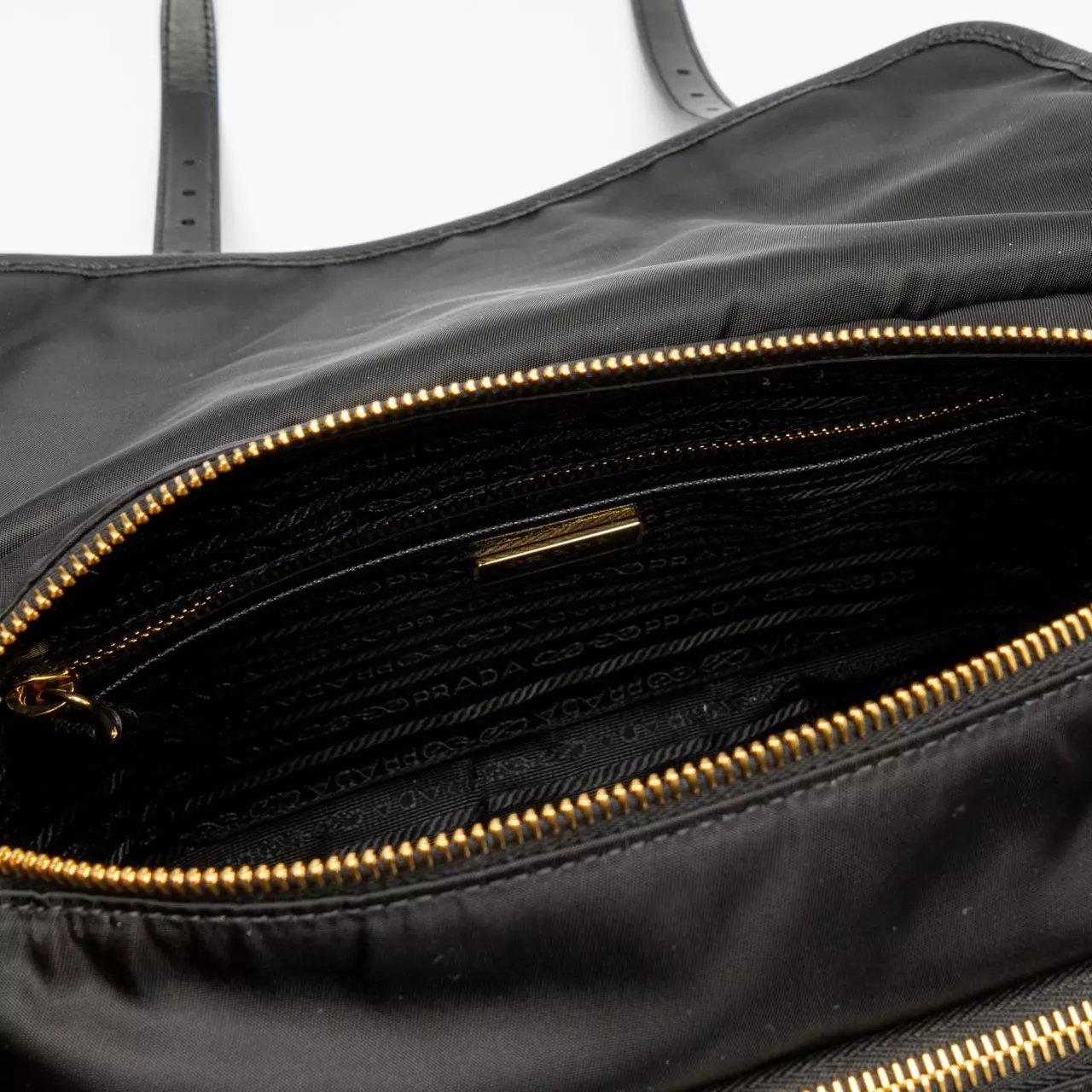 Re-Nylon and Saffiano Leather Messenger Bag Black