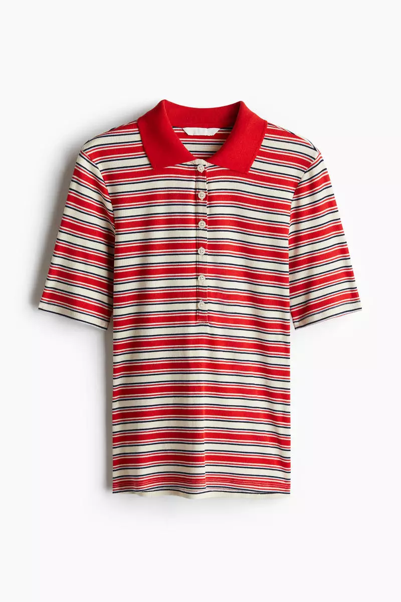 Ribbed polo shirt