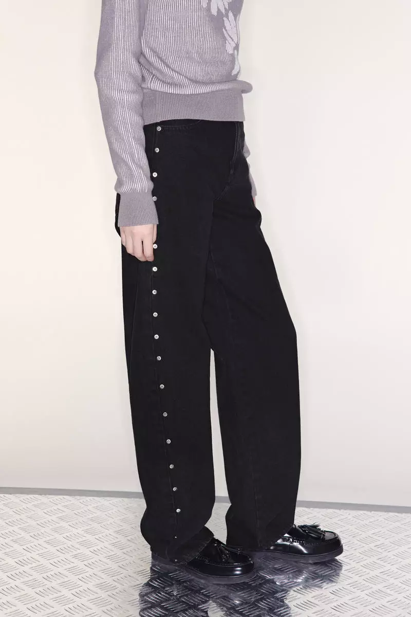 Stud-detail barrel-leg jeans
