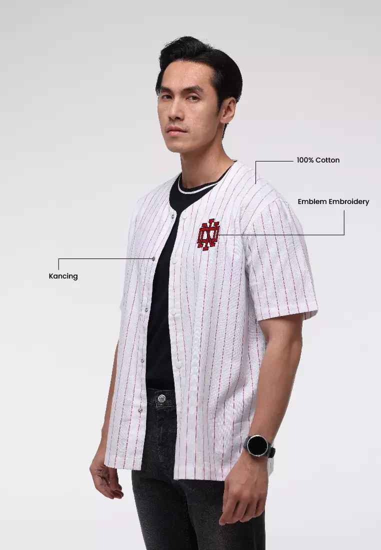 MANZONE - Kemeja Lengan Pendek Pria Id Liberty Comfort Fit - Red Warna Red