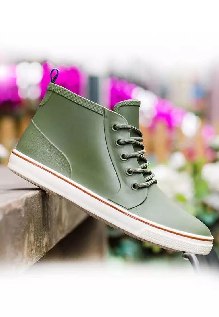 Mens lace best sale up rubber boots