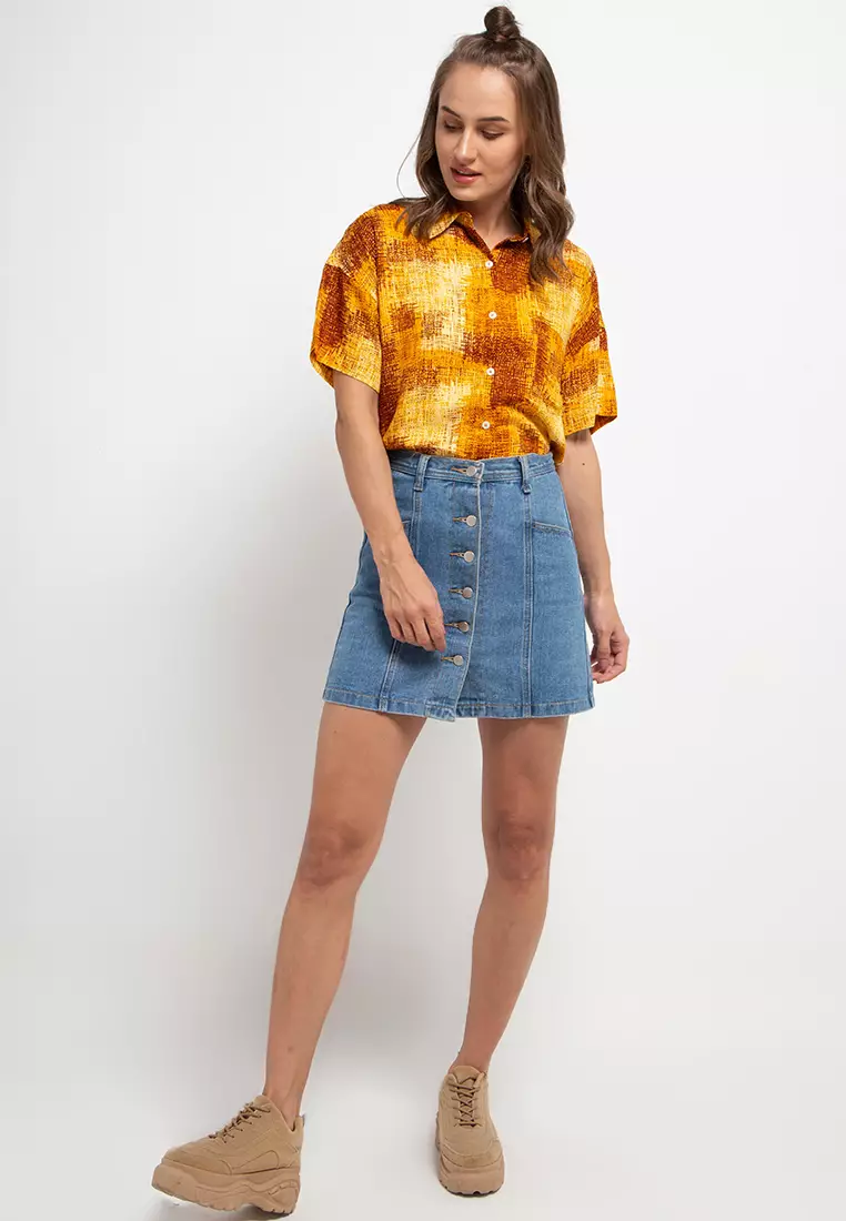 Nade FTA09 Kemeja PGG Peggy Go Abstrak Kuning