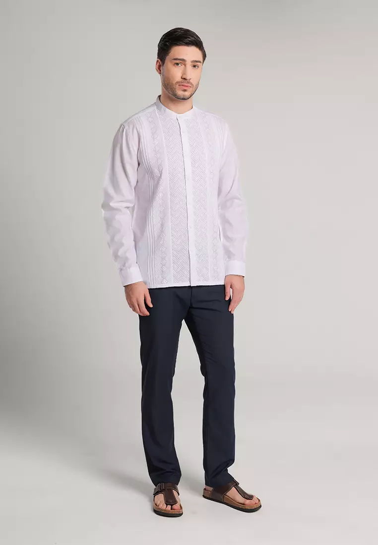 MOC x Habib Jafar Kemeja Koko Lengan Panjang Pria Halim - White