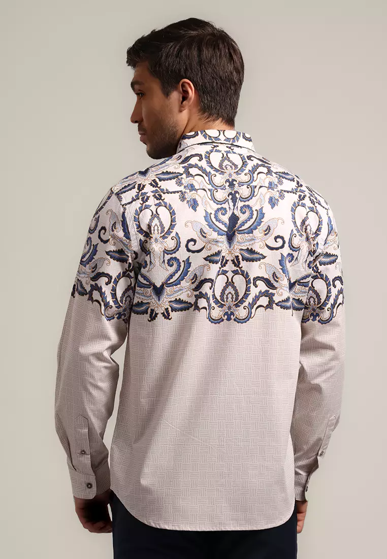 MOC - Kemeja Batik Pria Lengan Panjang Ismaya - Beige