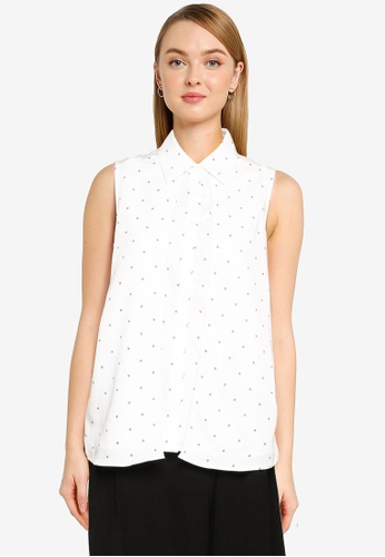 G2000 white Dot Printed Layered Belted Blouse 2DEADAA13AC2C4GS_1