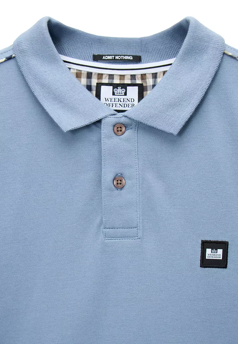 MENS BLUE SHADOW SAKAI POLO WITH MID HOUSE CHECK PIPING