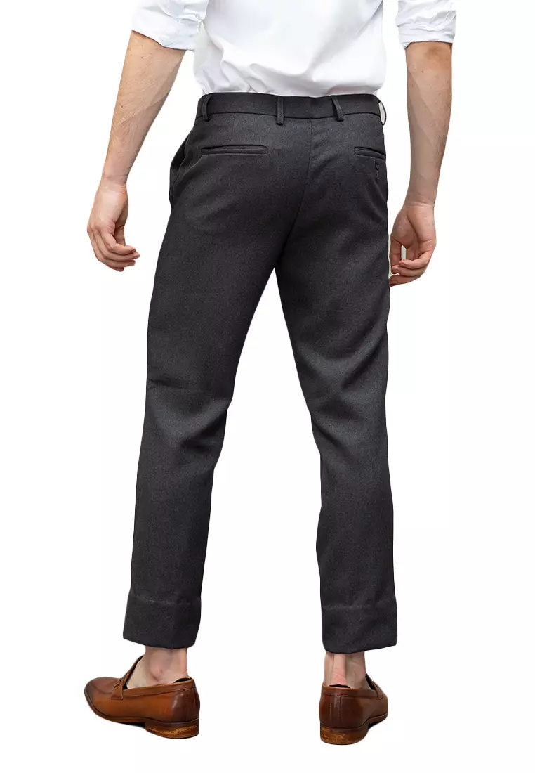 Houseofcuff Celana Ankle / Cropped Pants Slim fit Celana kerja bahan / Sirwal Abu tua