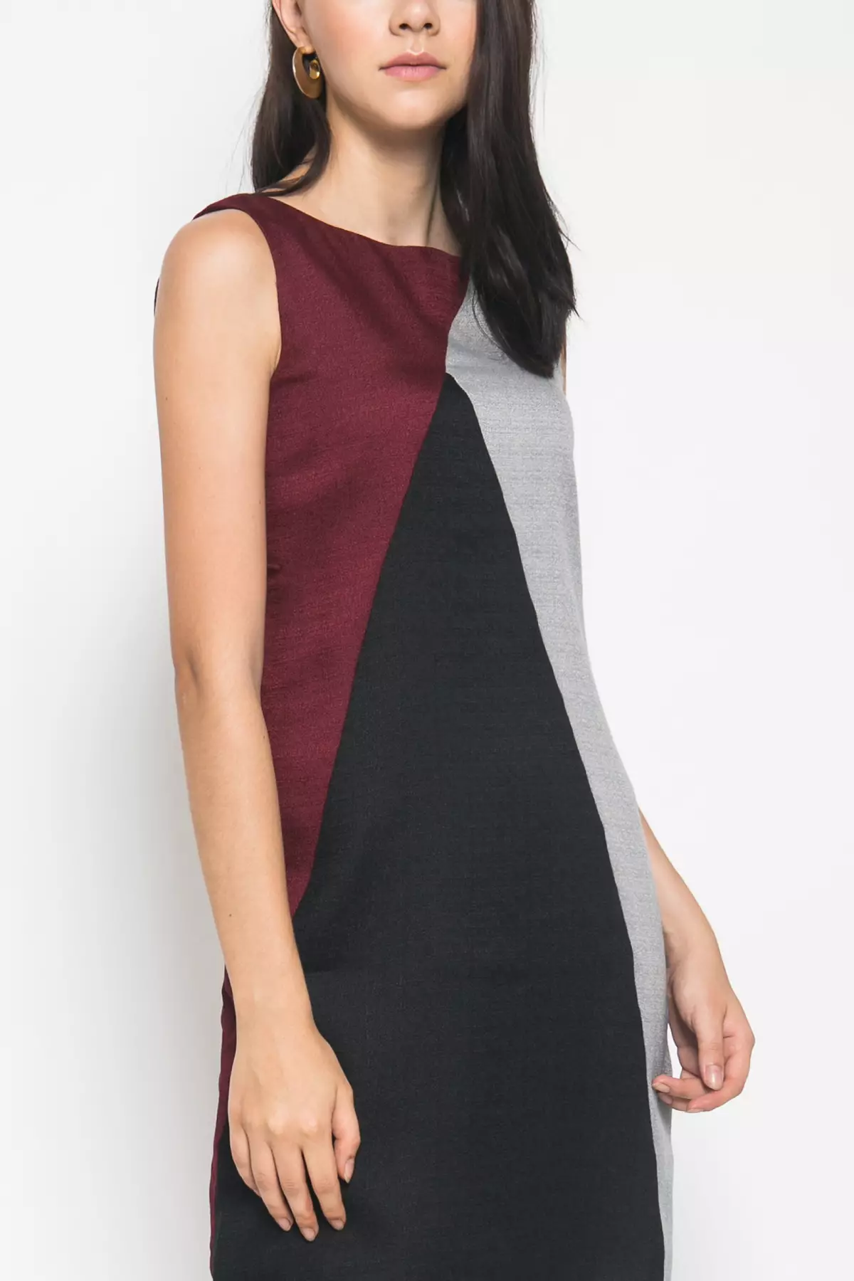 Shyla Dress In Maroon,Grey And Black