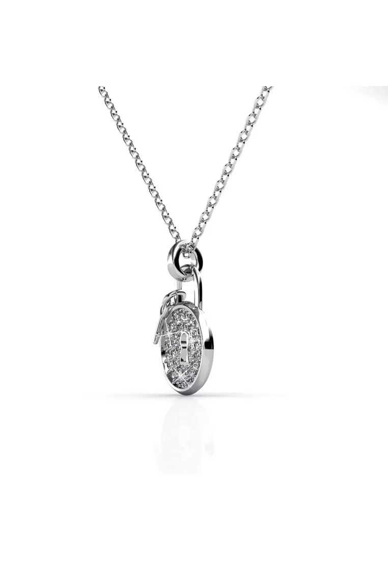 Lock Pendant WG - Kalung Crystal Swarovski by Her Jewellery