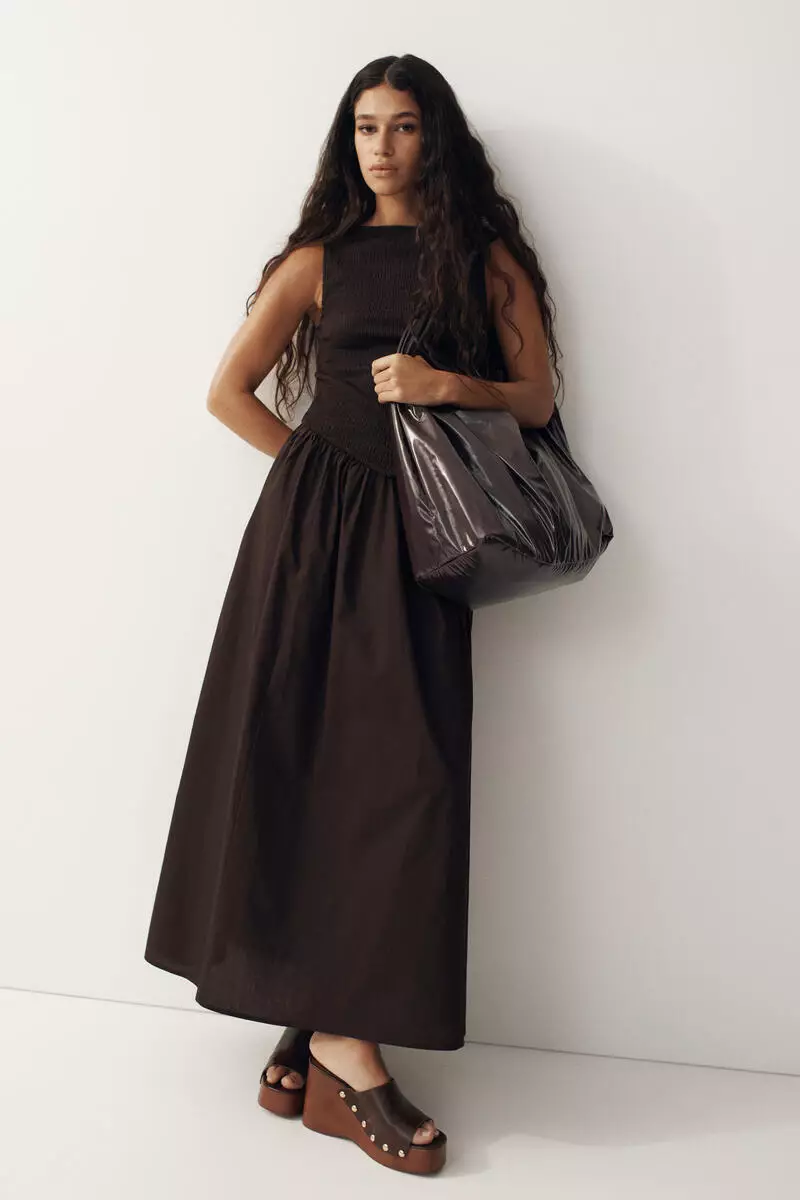 Boat-neck midi dress