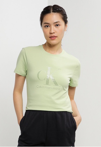 CALVIN KLEIN green Mono Slim Tee - Calvin Klein Jeans B6F35AABF03EF9GS_1