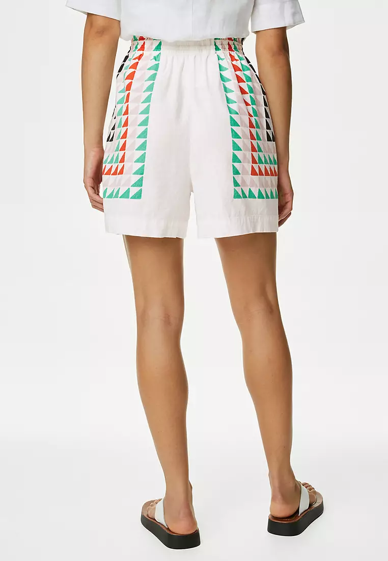 Linen Rich Geometric Shorts
