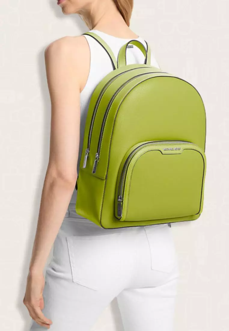 Michael Kors Jaycee Large Pebbled Leather Backpack Lime