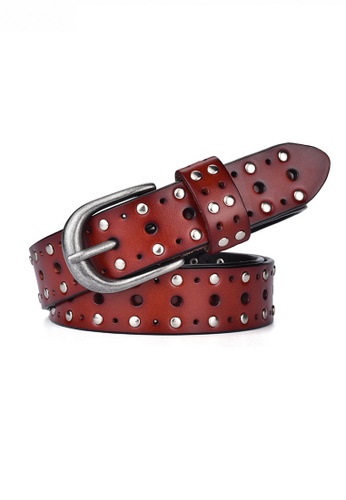 Twenty Eight Shoes red Studs & Hollow Out Metal Buckle Leather Belt JW CY-098 7B652AC2E5AB7DGS_1