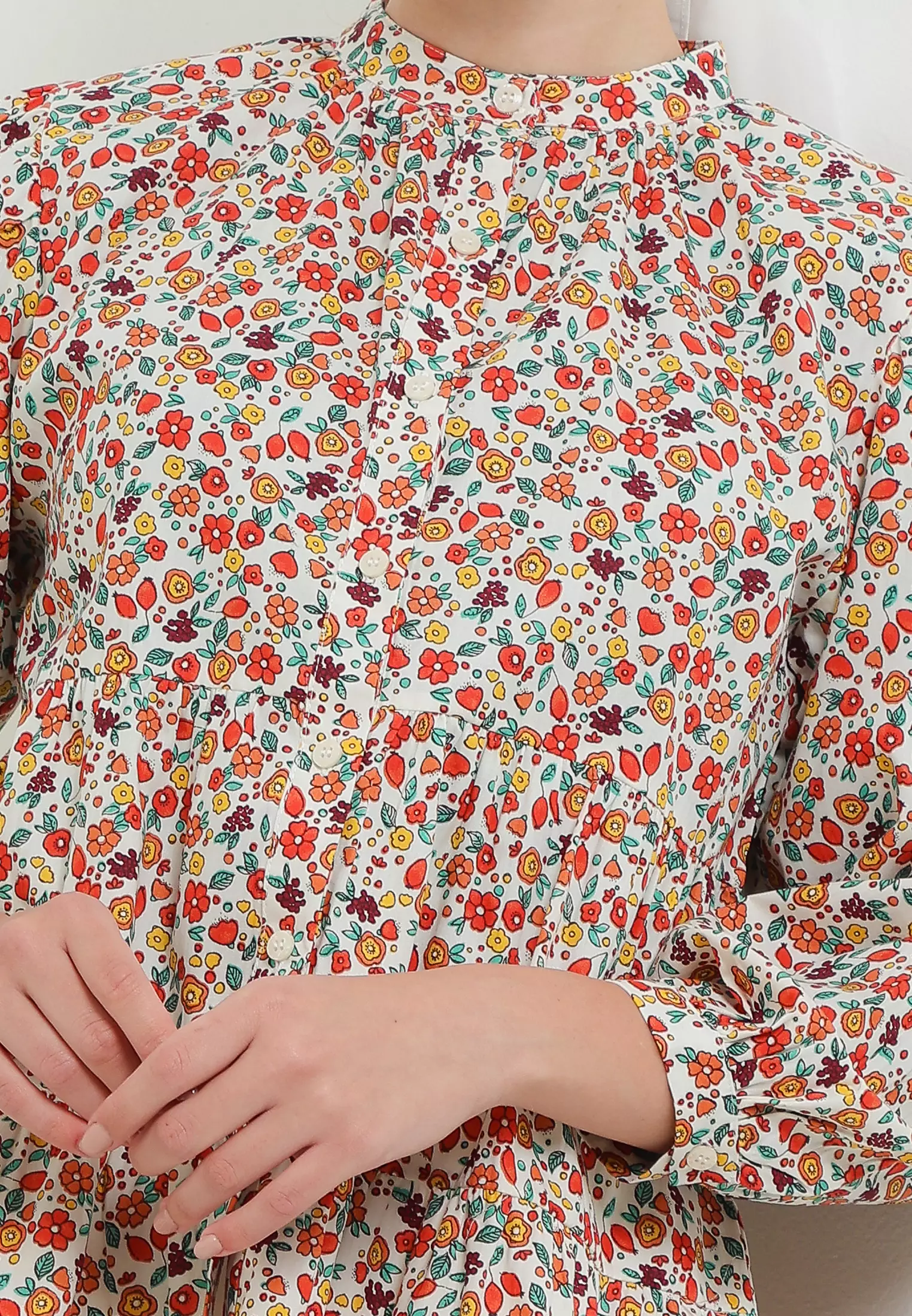 MFMW Bayuni Atasan Blouse Orange Motif Bunga