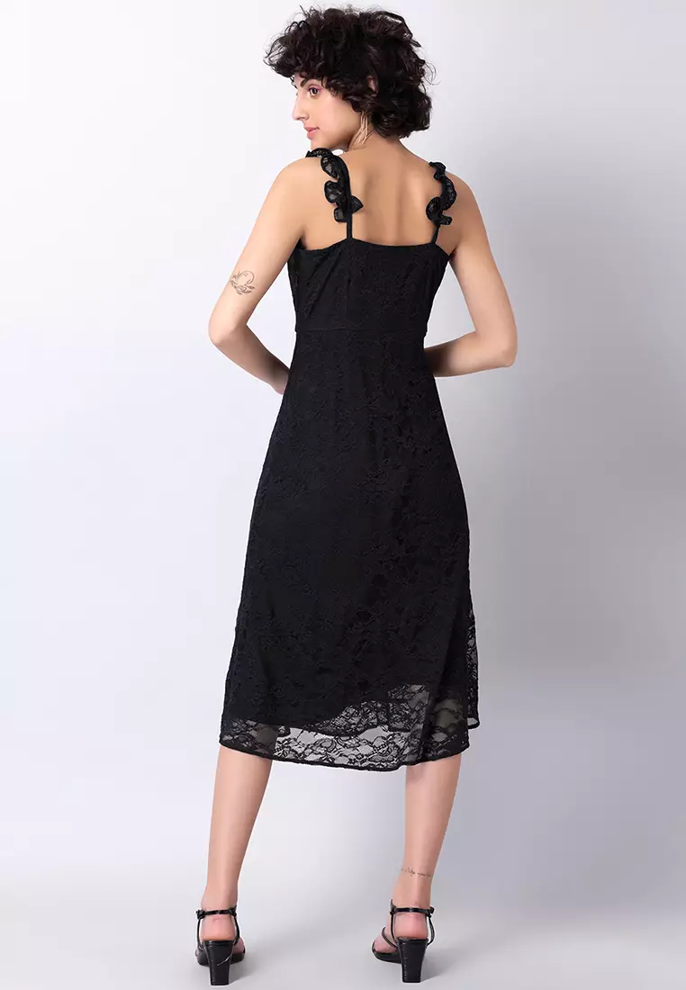 knee length dresses for ladies Ruched Mesh Midi Dress main image 1