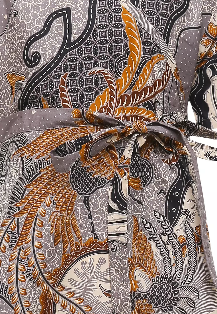 Dress Anak Perempuan Batik Aronia Grey Lengan Pendek