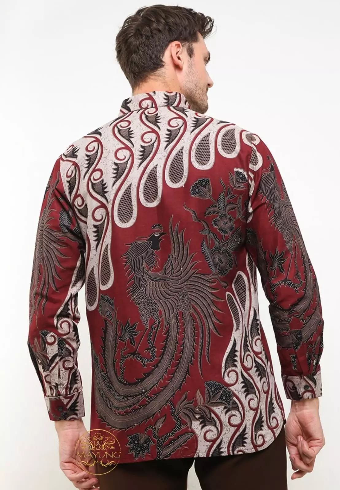 Senapati Maron Kemeja Batik Pria Premium Slimfit Modern Lengan Panjang