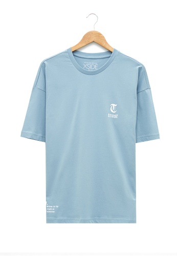 LC Waikiki blue Oversize Printed Combed Cotton T-Shirt 8D05CAA4093C0CGS_1