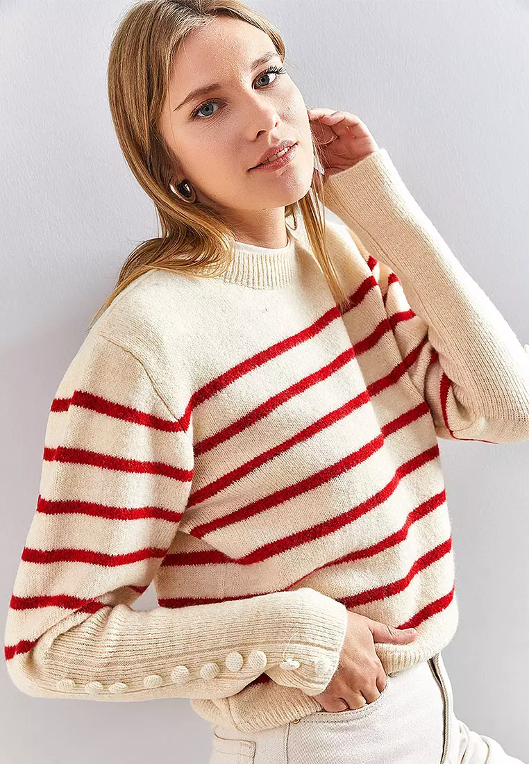 Striped Knitwear Sweater with Cufflinks