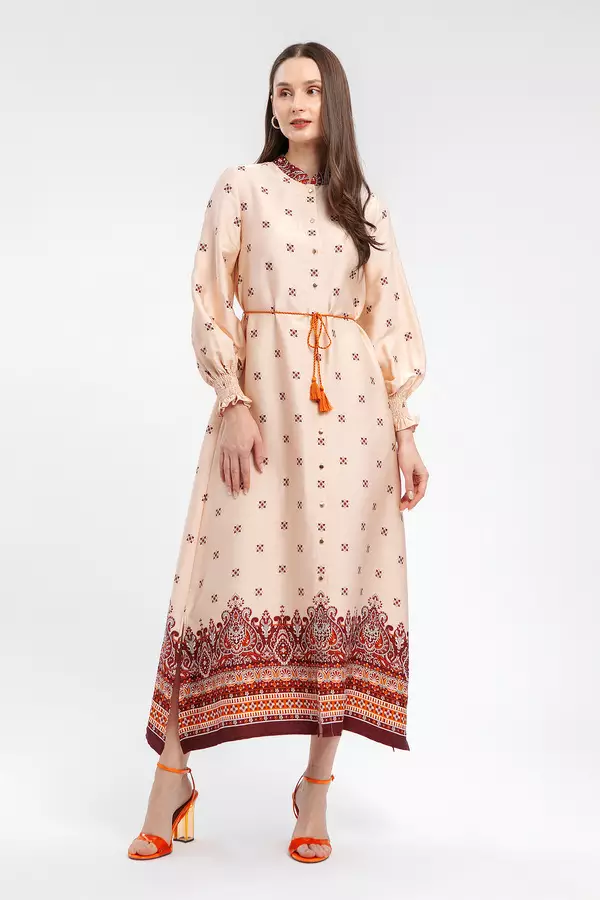 MINIMAL - Salma - Gamis Motif Etnik - Pink Light Colour Pink_Light