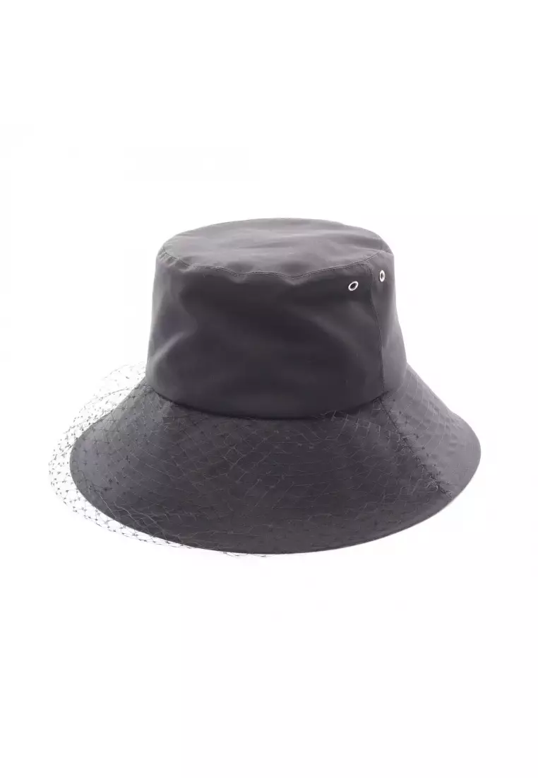 Pre-Loved Christian Dior TEDDY-D bob hat bucket hat cotton black With tulle