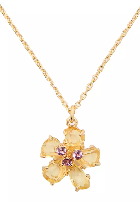 Paradise Flower Mini Pendant Necklace in Yellow Gold KH560