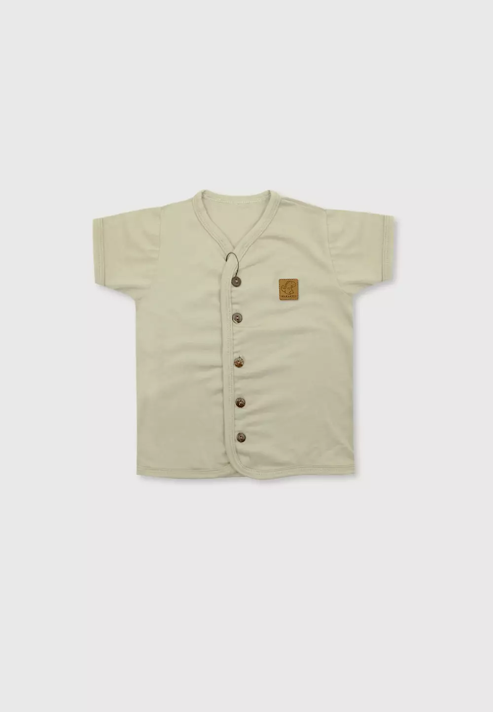 Wakakids Setelan Bayi Anak Baju Oblong Pendek Kancing Depan Celana Pendek Basic 3917 Khaki