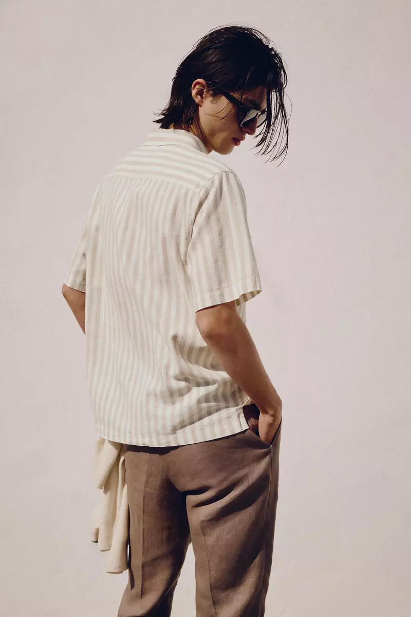 Regular Fit Short-sleeved linen-blend shirt