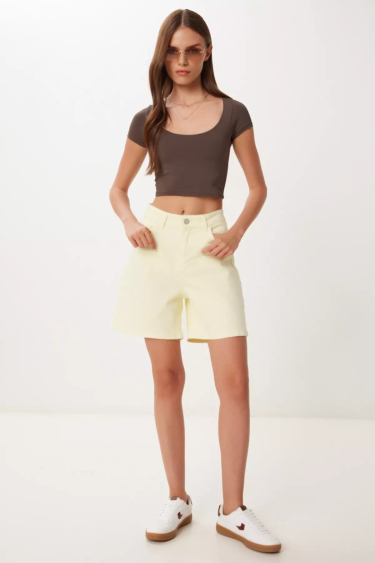 Women's Yellow City Boy Denim Shorts An00259