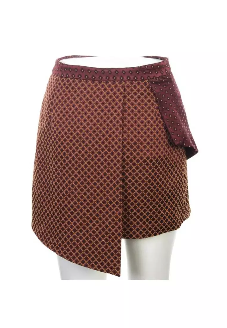 burgundy designer skirt