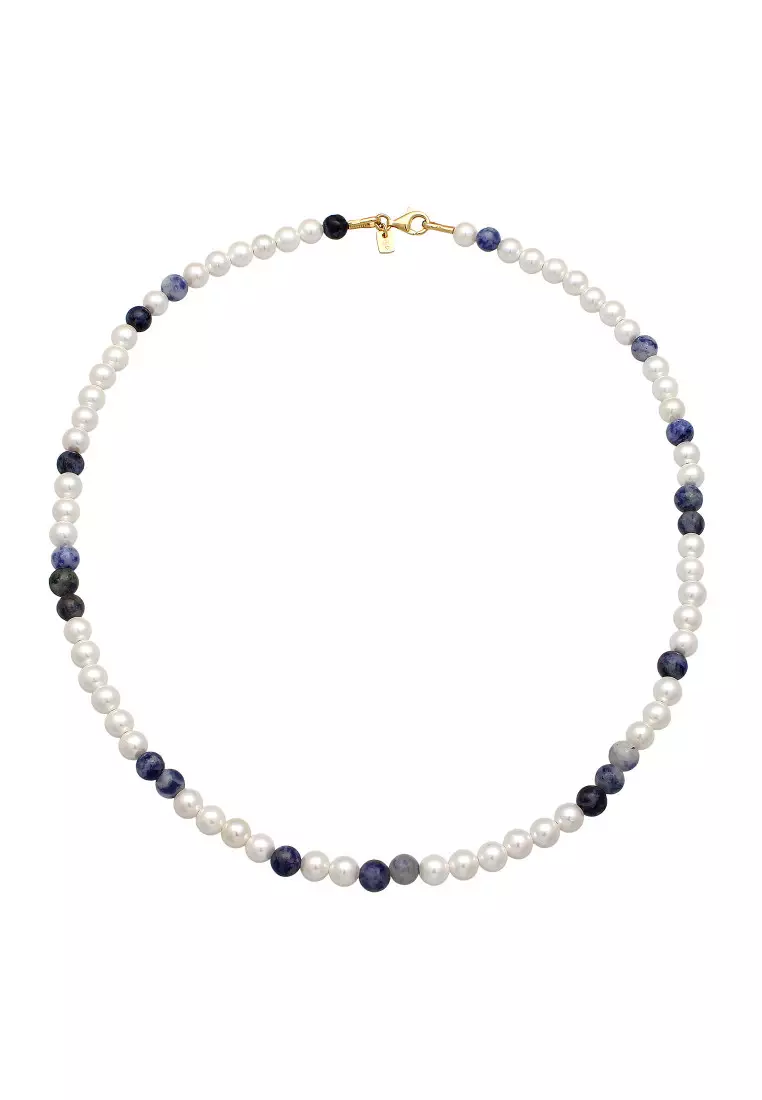 EXCLUSIVE Kalung Perhiasan Perak 925 Pria Shell Core Beads Gold Plated