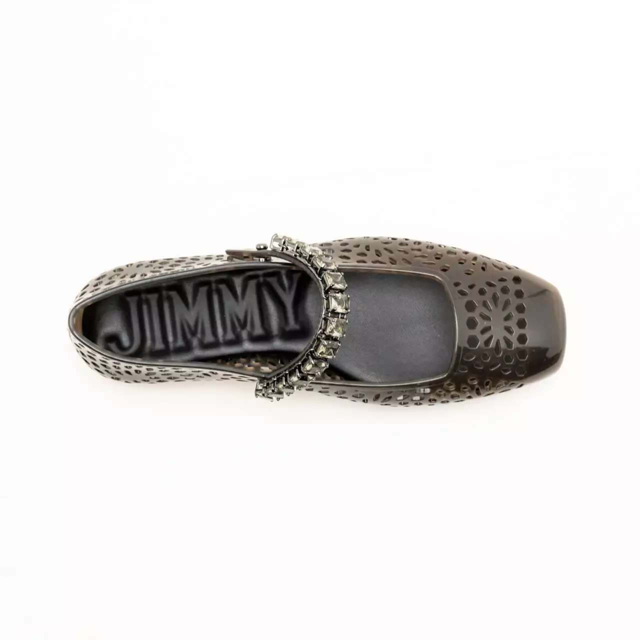 [4.4PRIL KEJUTAN HARGA] The Jelly Ballerina Flats with Crystal Embellishment Black/Smoke