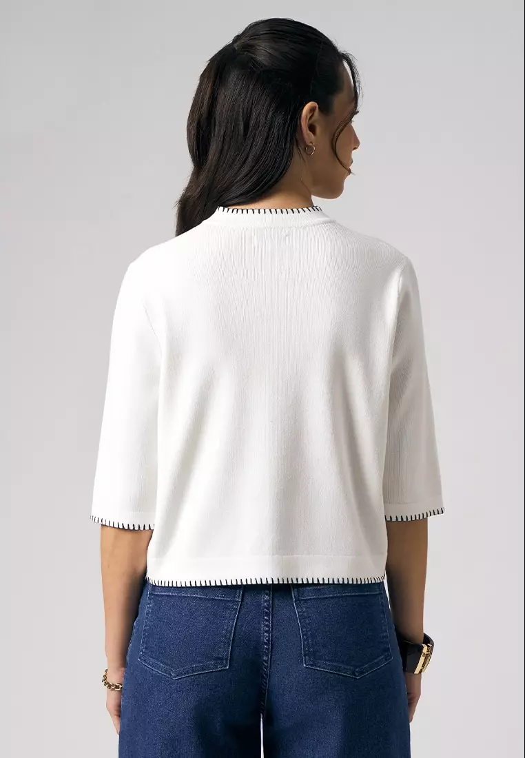 Flat Knit Short Sleeve Jacket