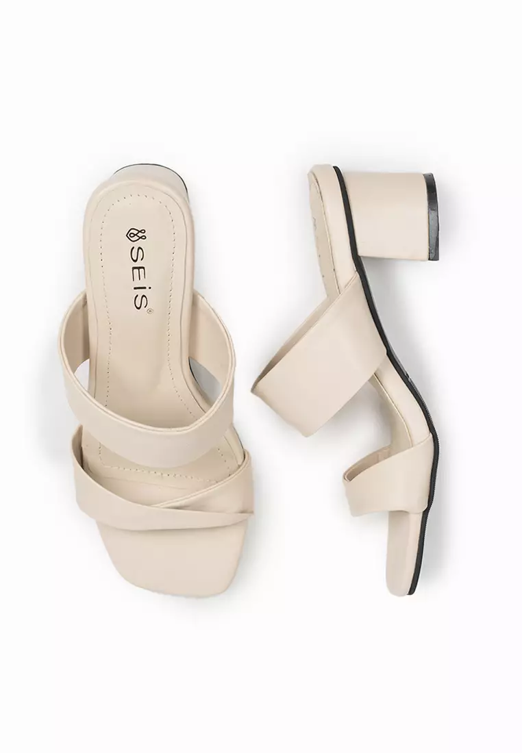 SEIS Amori Sandal Heels Wanita Hak 5 cm - CREAM