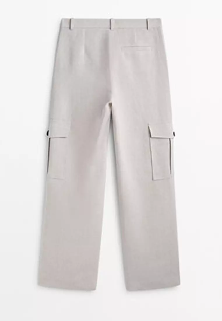 【Massimo Dutti】Straight fit flowing linen blend trousers Straight fit flowing linen blend trousers · Cream · Dressy