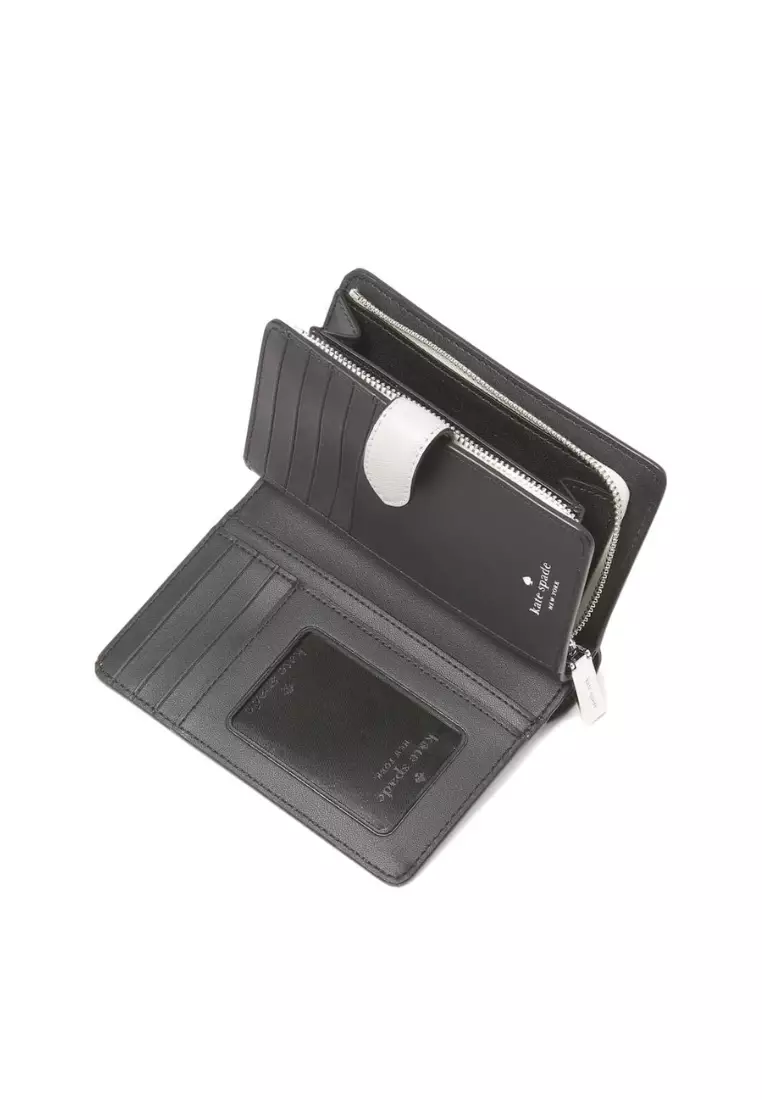 Kate Spade Madison Wallet Medium Compact Bifold In Platinum Grey KC511