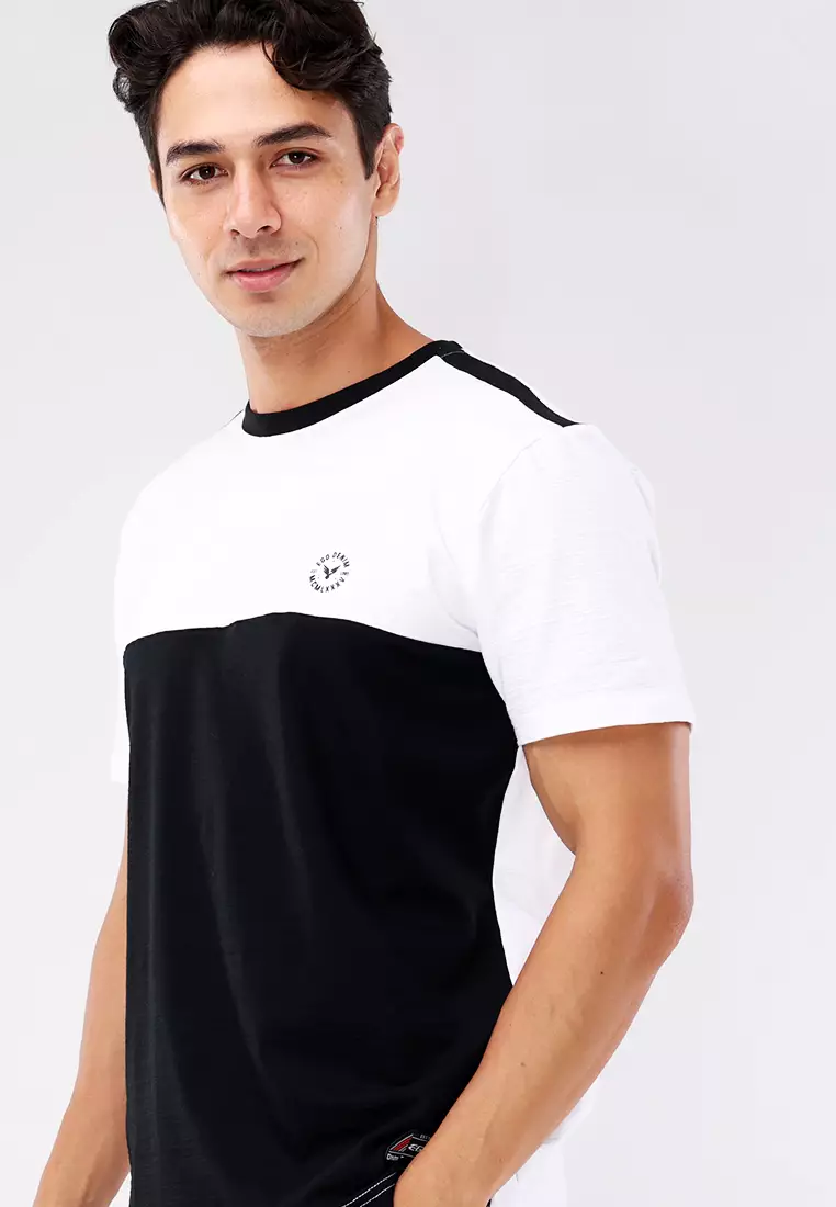 Round Neck Streaky Short Sleeves