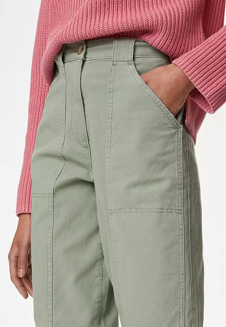 Cotton Rich Relaxed Straight Trousers