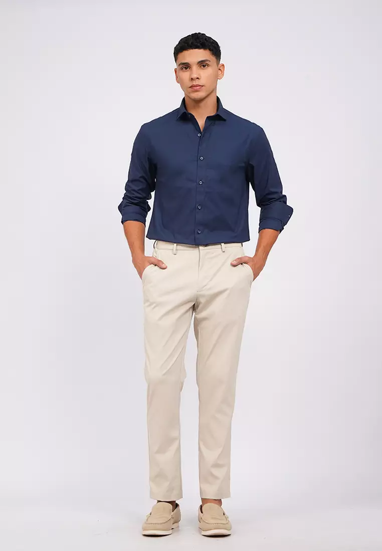 Slim Fit Long Sleeve Textured Shirt